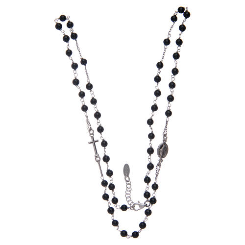 Amen rosary in silver and black agate 3