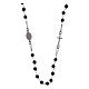Amen rosary in silver and black agate s1