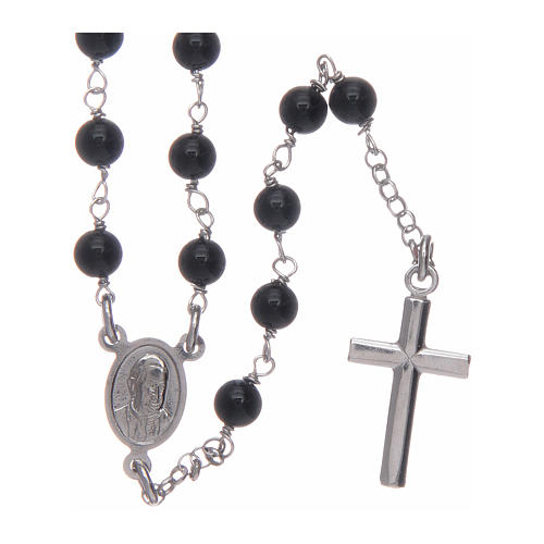 Amen rosary in 925 sterling silver and black agate 2