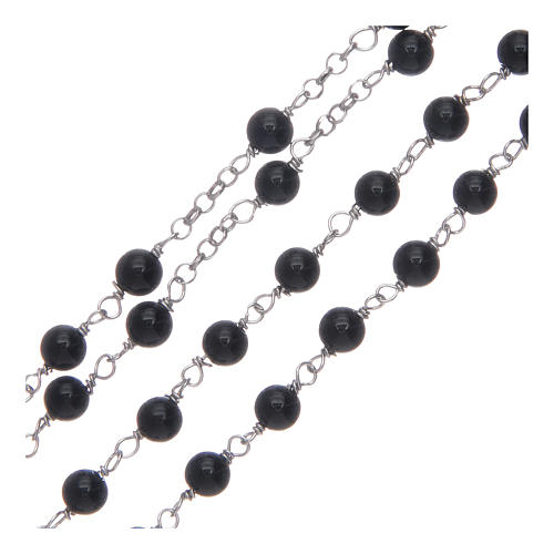 Amen rosary in 925 sterling silver and black agate 3