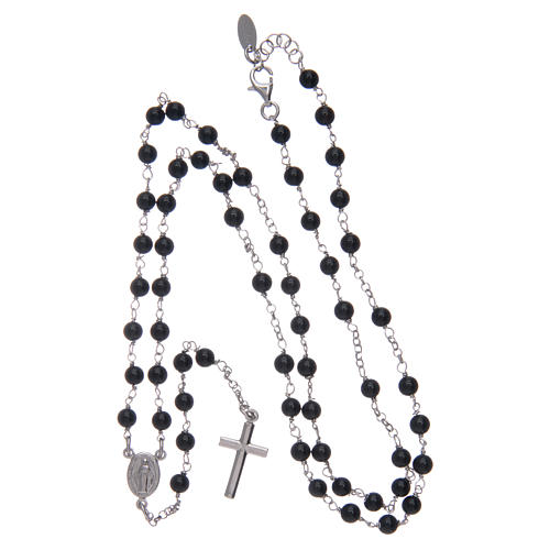 Amen rosary in 925 sterling silver and black agate 4