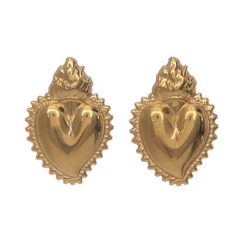 Votive heart earrings in 925 sterling silver finished in gold 1