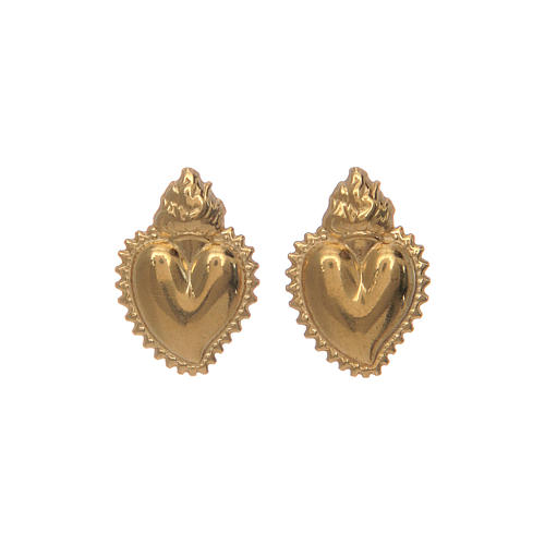 Orecchini cuore votivo argento 925 dorato 4