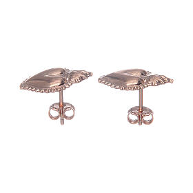 Lobe earrings with votive heart in 925 sterling silver finished in rosè