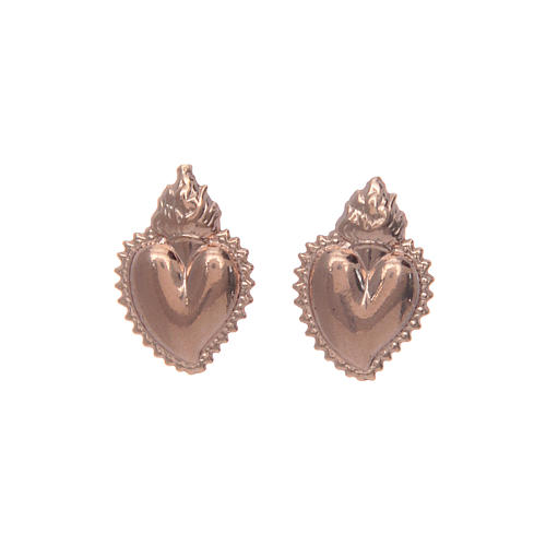 Lobe earrings with votive heart in 925 sterling silver finished in rosè 4