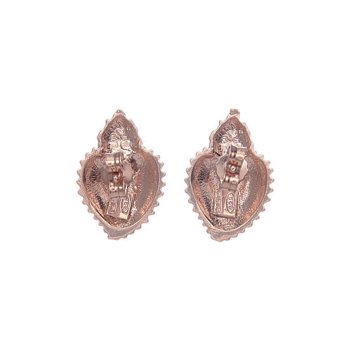 Lobe earrings with votive heart in 925 sterling silver finished in rosè 6