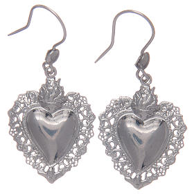 Pendant earrings in 925 sterling silver with votive heart