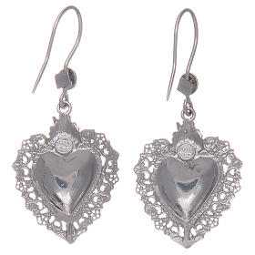 Pendant earrings in 925 sterling silver with votive heart