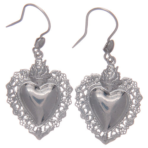 Pendant earrings in 925 sterling silver with votive heart 1