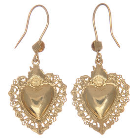Boucles oreilles en argent 925 pendentifs dorés avec coeur ex voto