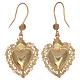 Boucles oreilles en argent 925 pendentifs dorés avec coeur ex voto s2