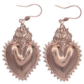 Orecchini in argento 925 con cuore ex voto rosato