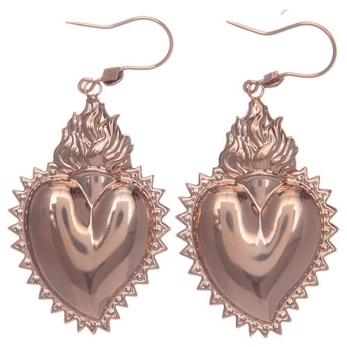 Earrings in 925 sterling silver with votive heart rosè 1