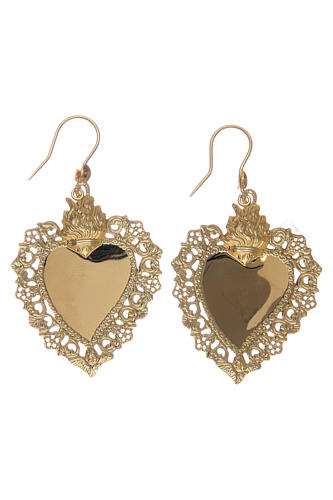 Earrings with votive heart drilled in 925 sterling silver finished in gold 4x3 cm 4