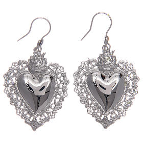 Earrings in 925 sterling silver with drilled votive heart