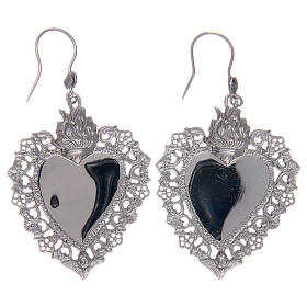 Earrings in 925 sterling silver with drilled votive heart