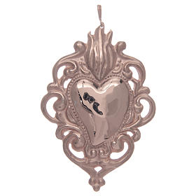 Ciondolo in argento 925 cuore ex-voto rosato