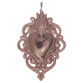 Ciondolo in argento 925 cuore ex-voto rosato