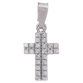 Cross with transparent zircons in 925 sterling silver