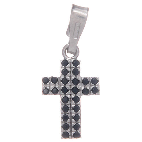 Cross with black zircons in 925 sterling silver 1