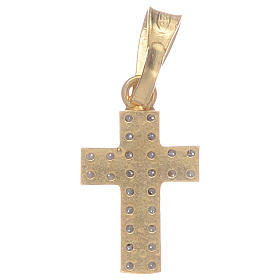 Cruz dorada con zircones transparentes de Plata 925