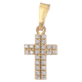 Golden cross with transparent zircons in 925 sterling silver