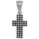 Cross in 925 sterling silver with black zircons s1