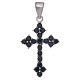 Dreilappiges Kreuz Silber 925 mit schwarzen Zirkonen s1