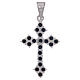 Croix trilobée en argent 925 avec zircons noirs s2