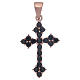 Krzyż trójlistny różowawy ze srebra 925 z czarnymi cyrkoniami s1