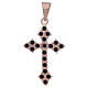 Krzyż trójlistny różowawy ze srebra 925 z czarnymi cyrkoniami s2