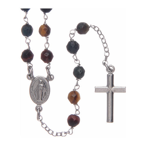 Amen rosary choker in tiger's eye and silver 1