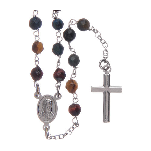 Amen rosary choker in tiger's eye and silver 2