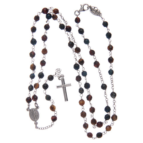 Amen rosary choker in tiger's eye and silver 4