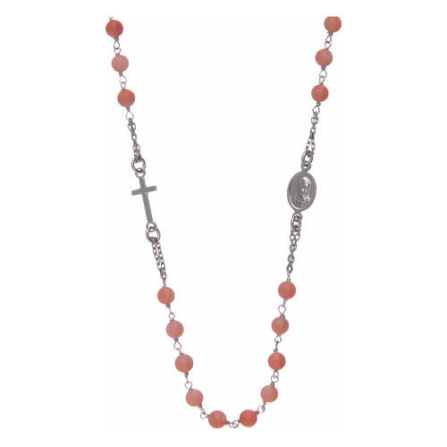 Amen rosary choker in coral and bamboo 2