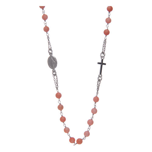 Amen rosary choker in coral and bamboo 1