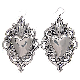Pendant earrings in 925 sterling silver with drilled votive heart