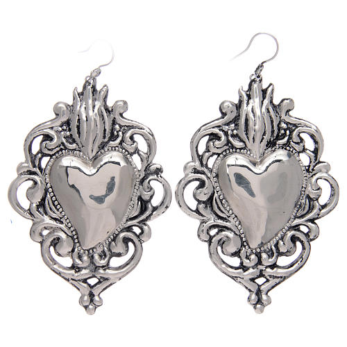 Boucles oreilles en argent 925 coeur ex-voto ajouré 1