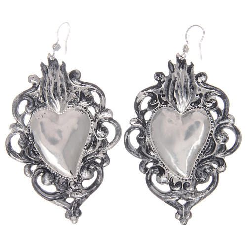 Boucles oreilles en argent 925 coeur ex-voto ajouré 2