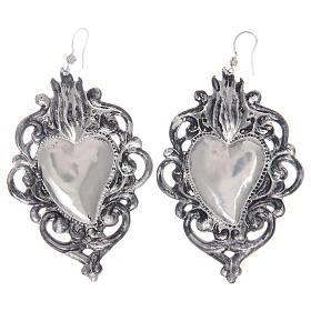 Pendant earrings in 925 sterling silver with drilled votive heart