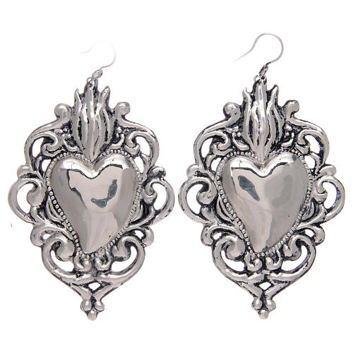 Pendant earrings in 925 sterling silver with drilled votive heart 1
