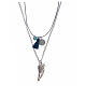 Necklace with chain, cord and blue tassel s1