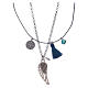 Necklace with chain, cord and blue tassel s2