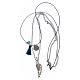 Necklace with chain, cord and blue tassel s3