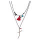 Collana catena con croce stilizzata e nappina rossa s1