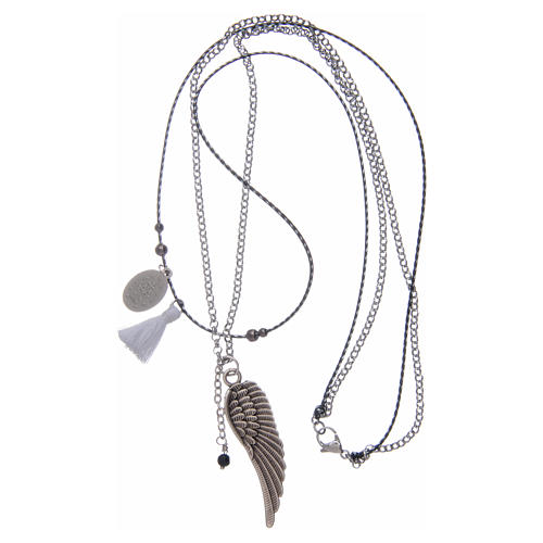 Necklace with angel's wing and white tassel 3