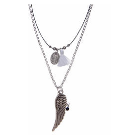 Collana con ala d'angelo e nappina bianca
