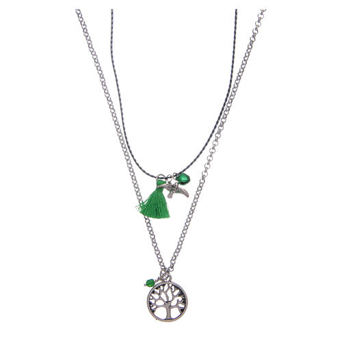Necklace with Tree of Life and green tassel 1