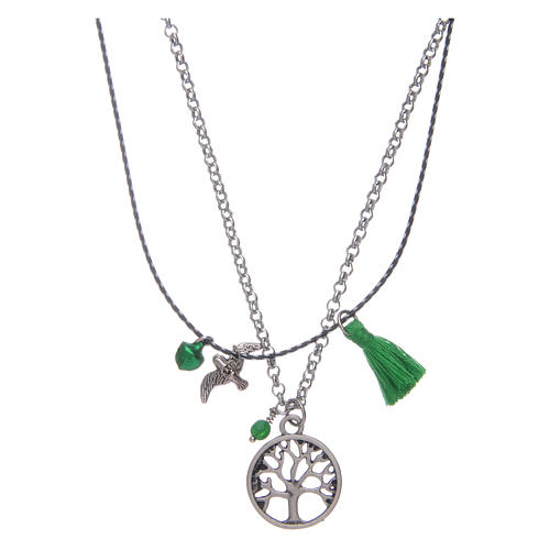 Necklace with Tree of Life and green tassel 2