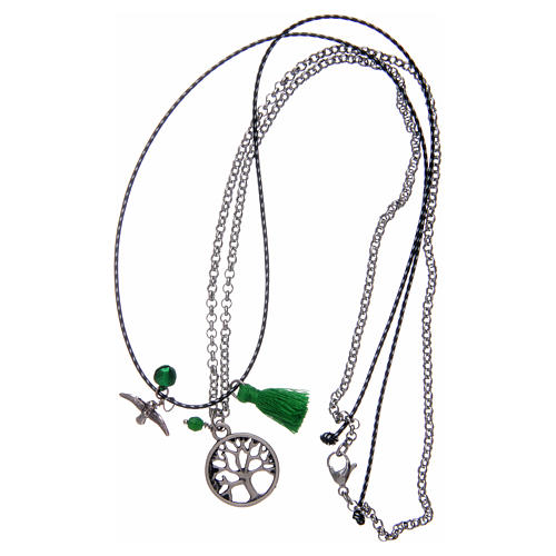 Necklace with Tree of Life and green tassel 3